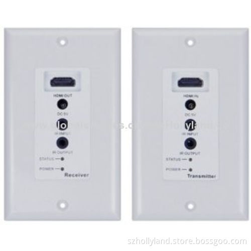 50m Single Cat5e/6 HDMI Wall Plate Extenders with Bi-direction IR Over PoE